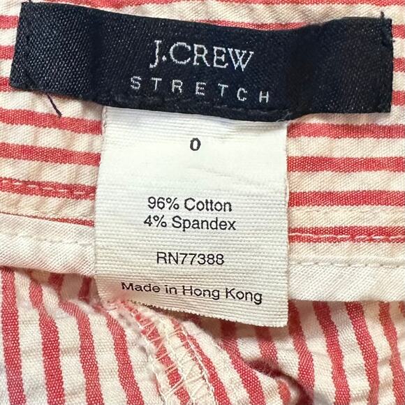 J. Crew Striped Seersucker Pants Red White Straight Leg Stretch 59798 Size 0 - Picture 9 of 10